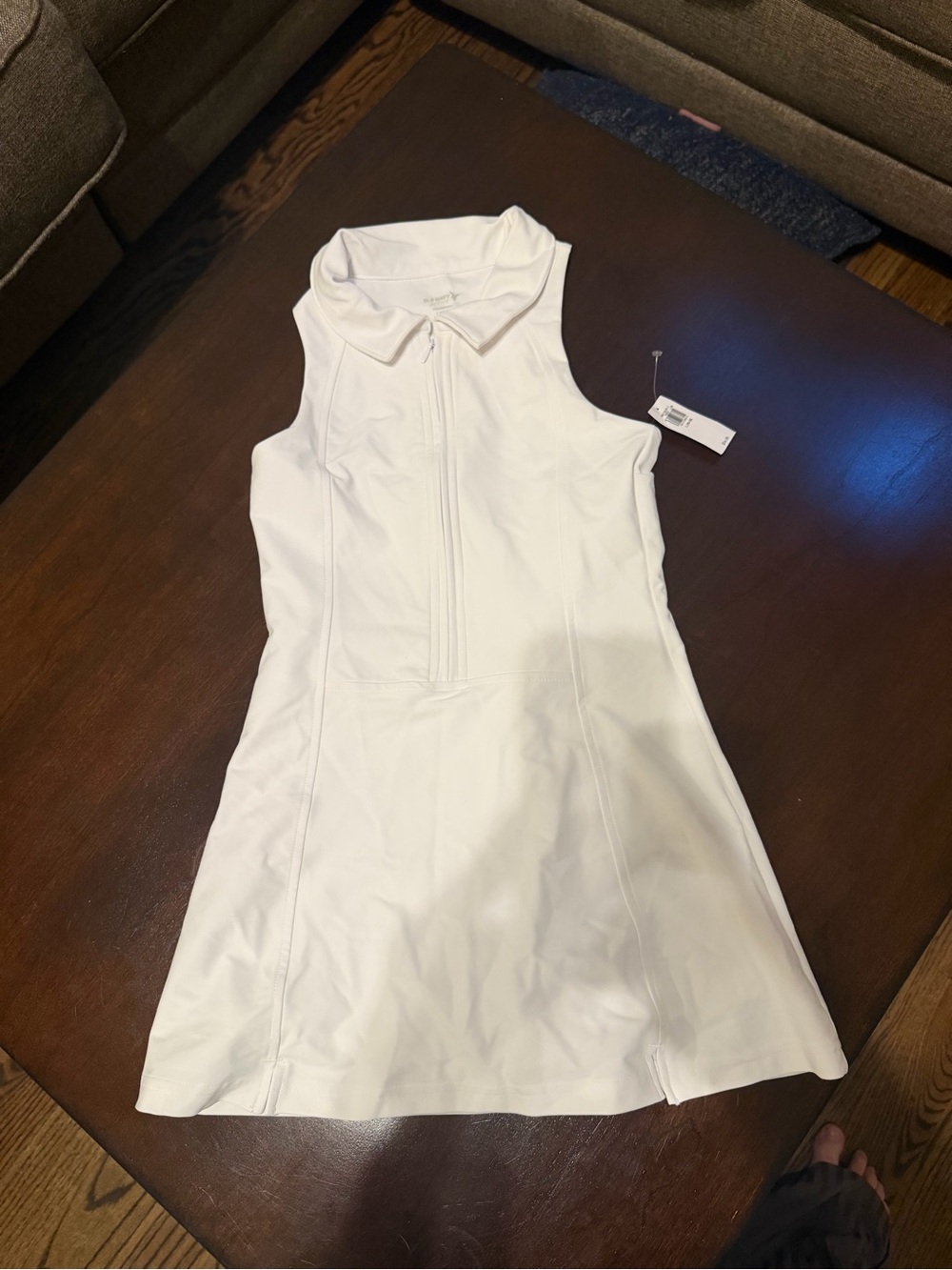Girl’s White Sleeveless Polo Dress-tennis